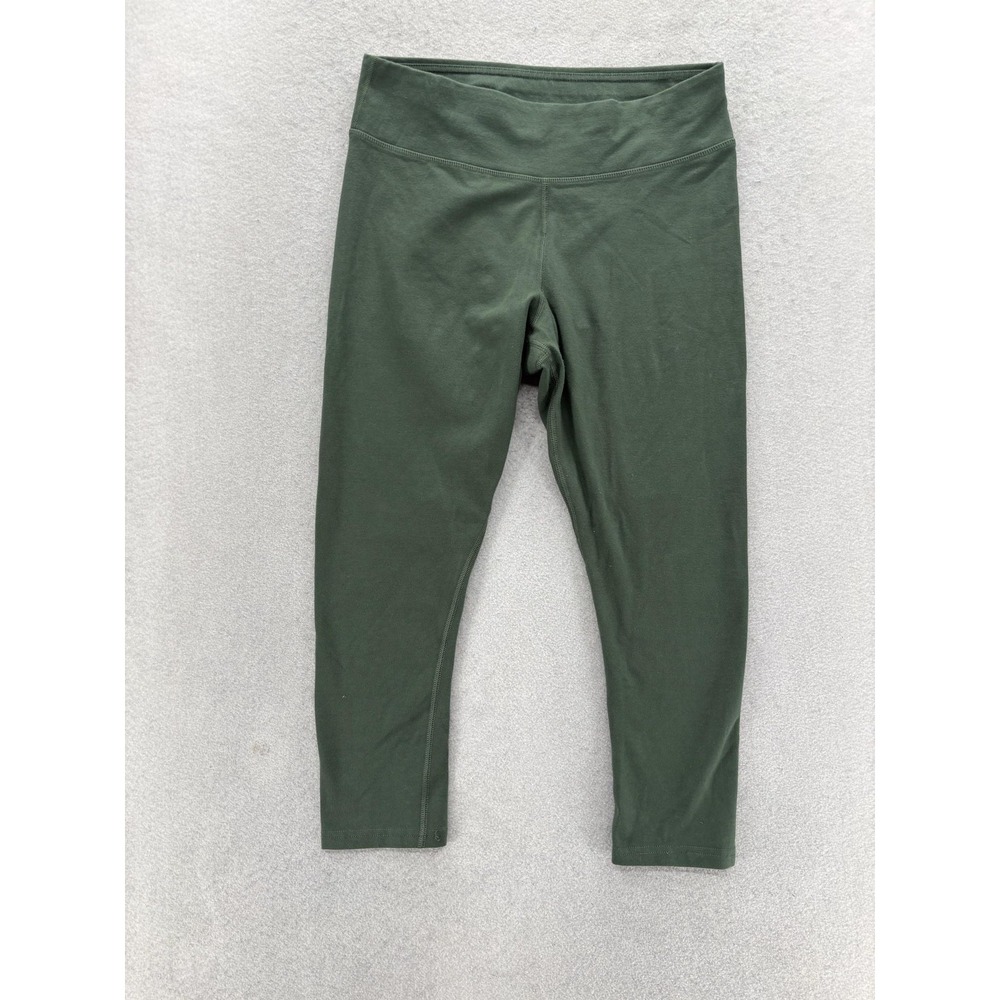 Pact Leggings Womens Medium Green Organic Cotton Mid Rise Capri Stretch Yoga